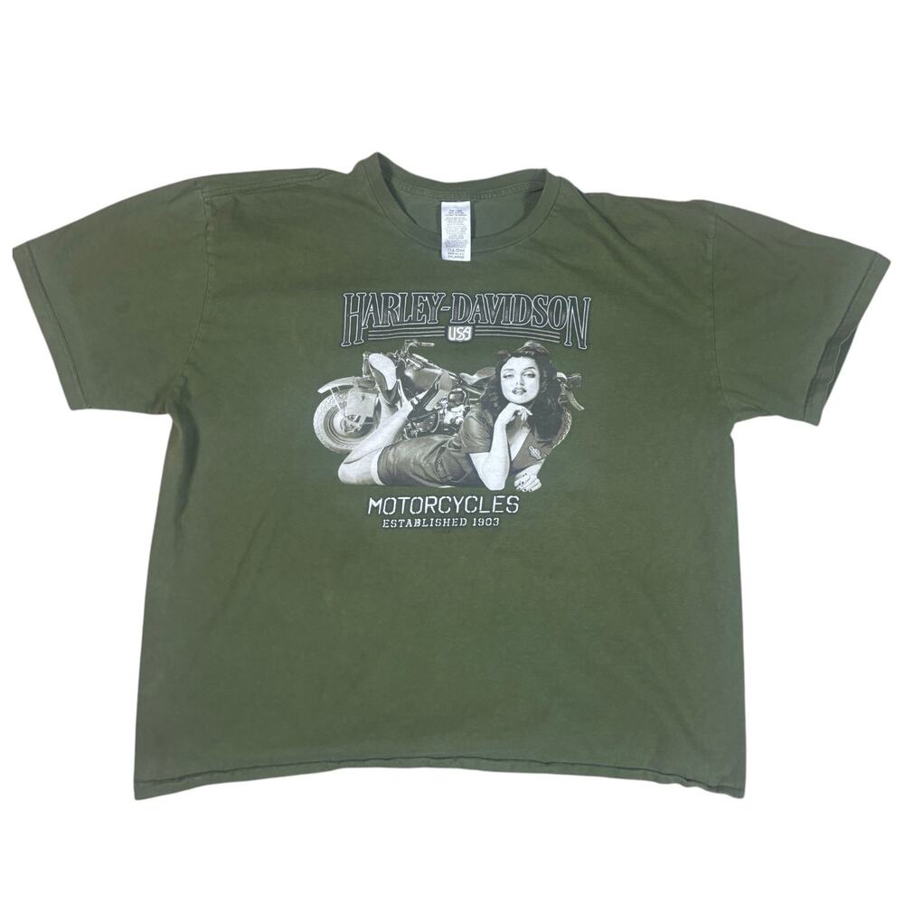 Harley Davidson Motorcycles 2019 green tshirt XXL streetwear indie emo skater